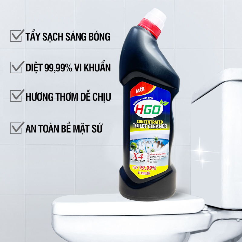 Nước tẩy bồn cầu HGO TOILET gel đậm đặc, tẩy sạch, khử mùi hôi, diệt 99,99% vi khuẩn, an toàn với men sứ 960ml