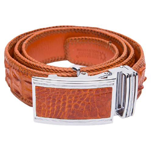 HC4701-02-03-04 - Thắt lưng nam da cá sấu Huy Hoàng đan viền 4P gai màu đen, nâu đất, nâu đỏ, vàng bò