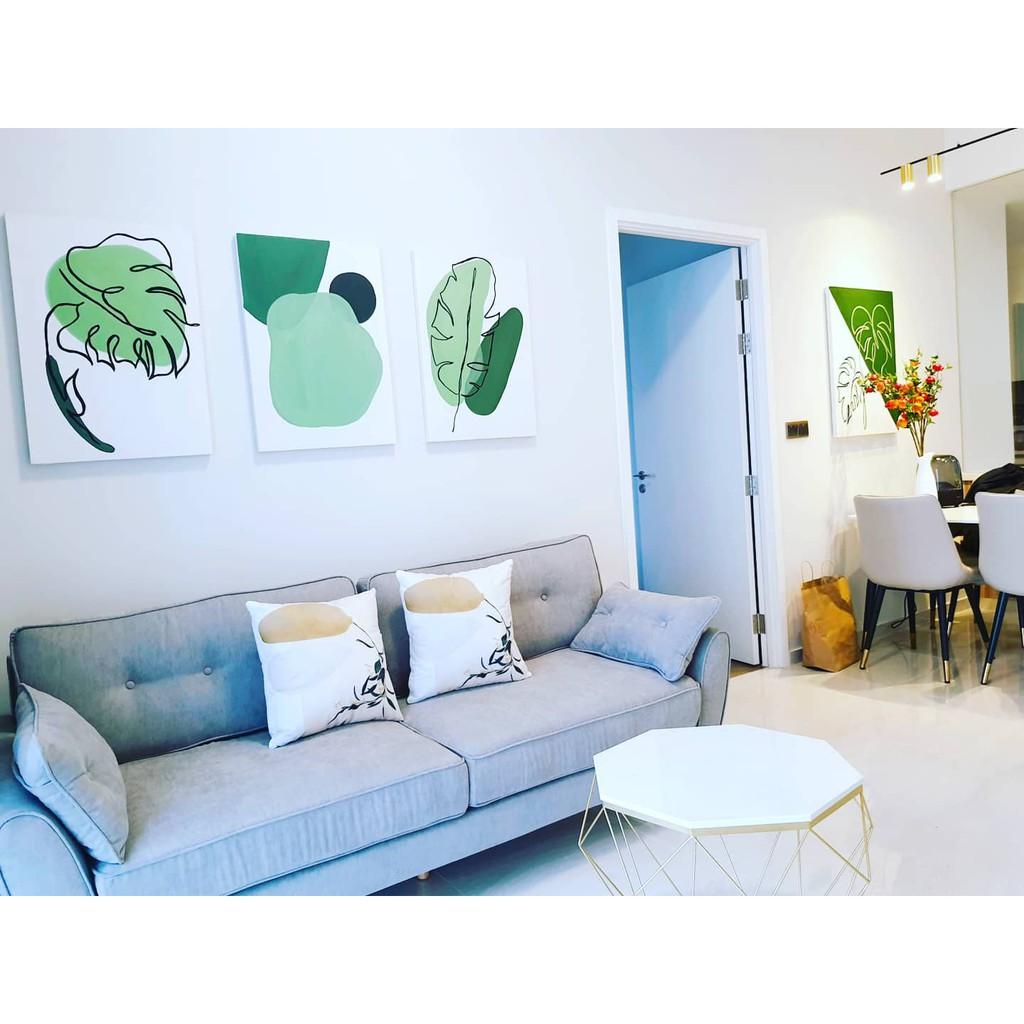 Tranh canvas vẽ tay lá tropical