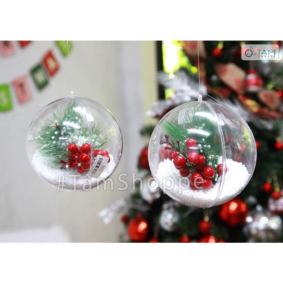 Trái châu trang trí noel trong suốt gắn phụ kiện X-TRCH-21