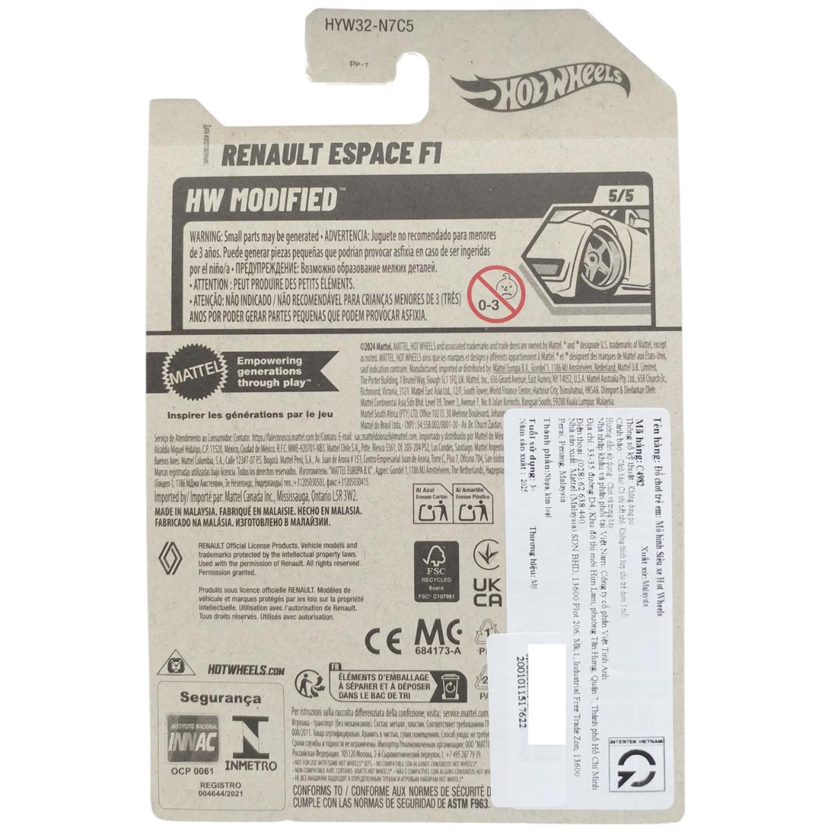 Siêu Xe Hot Wheels C4982 - 172/250 - Renault Espace F1