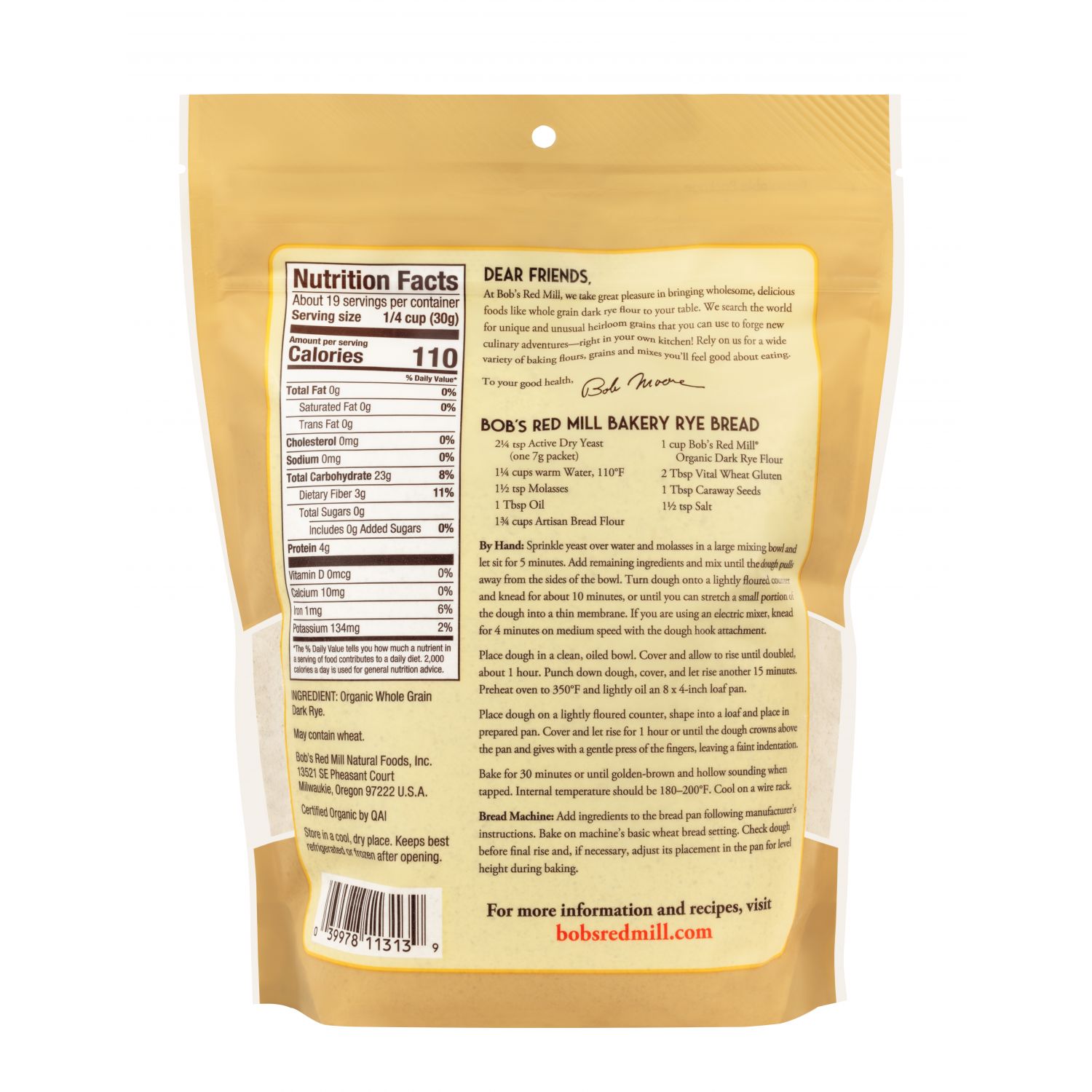 Bột mỳ đen hữu cơ Bob's Red Mill 567g