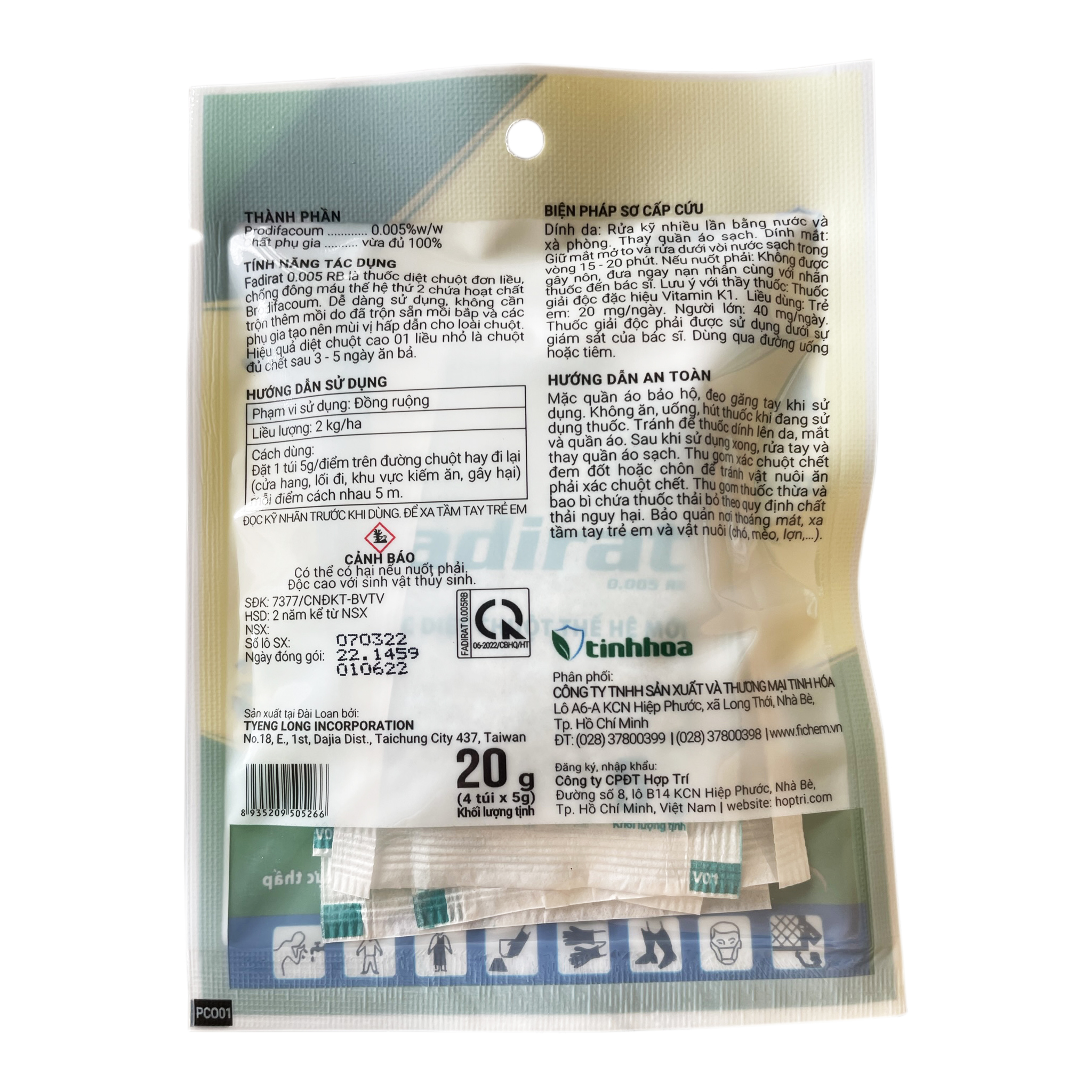 Thuốc diệt chuột thế hệ mới FADIRAT 0.005 RB - Tiện lợi với mồi bắp trộn sẵn - Hiệu quả cao với liều dùng cực thấp