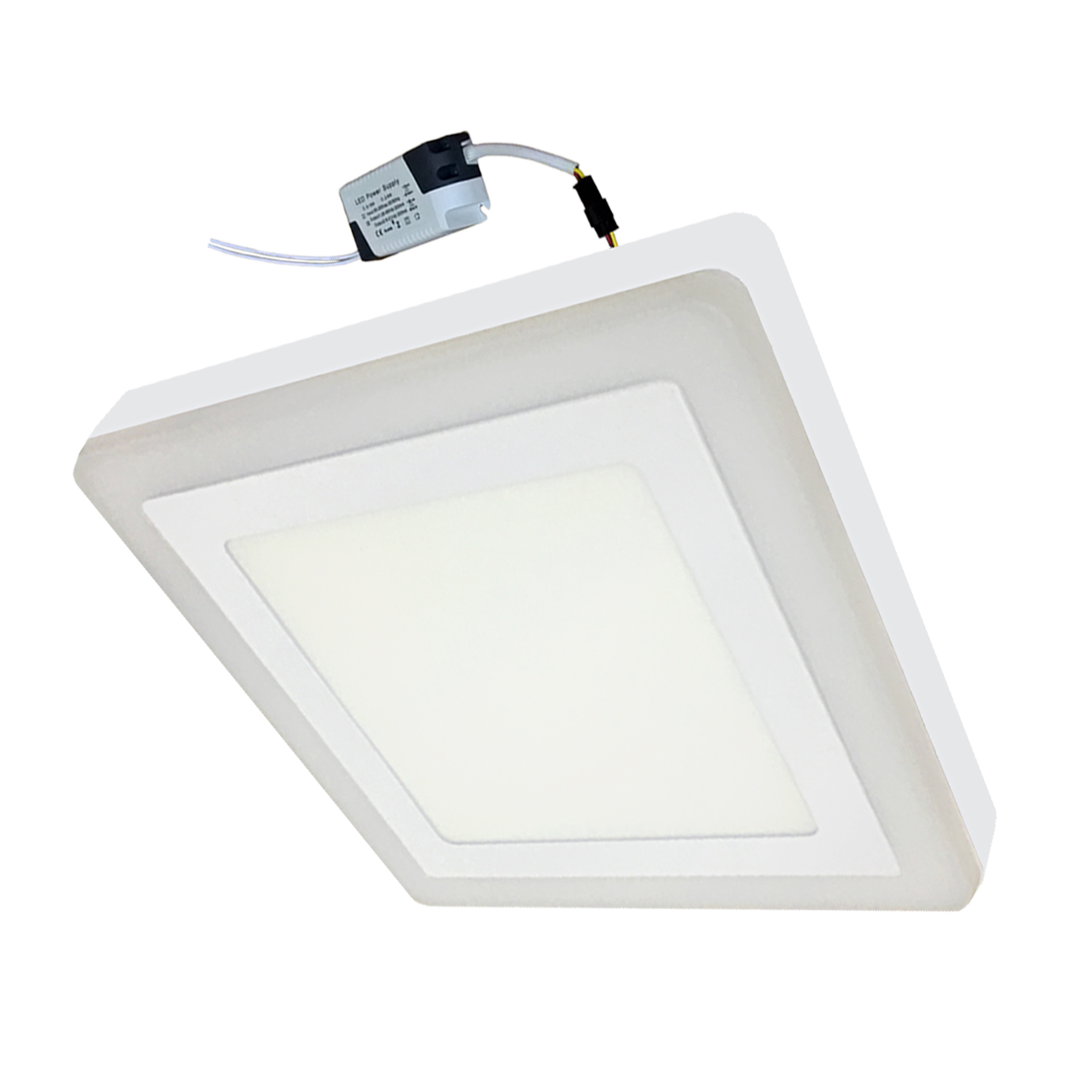 Đèn Led ốp trần 24w ( 18w +6w) vuông nổi 2 màu 3 chế độ sáng trắng+viền sáng màu Posson LP-So18+6B-G