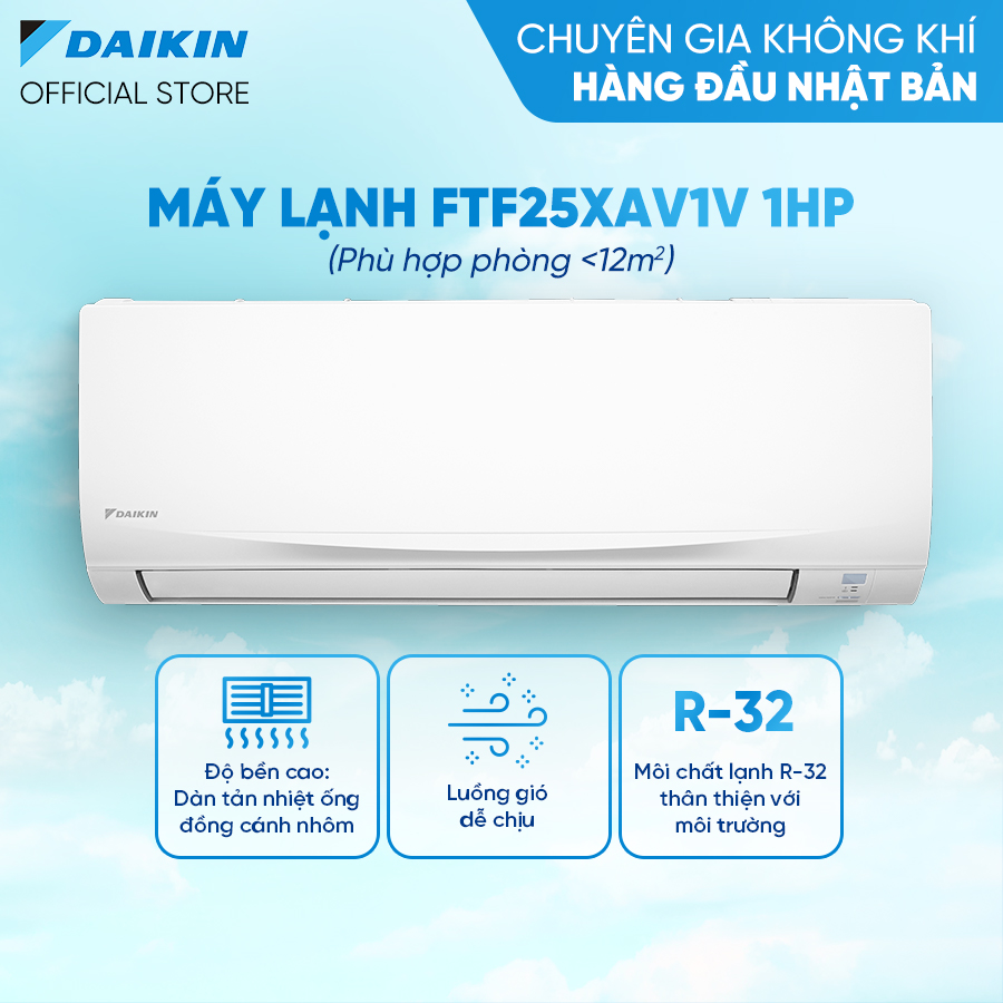 [Model mới 2023] Điều hòa Daikin Inverter 2 chiều FTHF25XVMV - 1HP (9000BTU) Streamer độc quyền - Tiết kiệm điện - Luồng gió Coanda - Tinh lọc không khí - Hàng chính hãng
