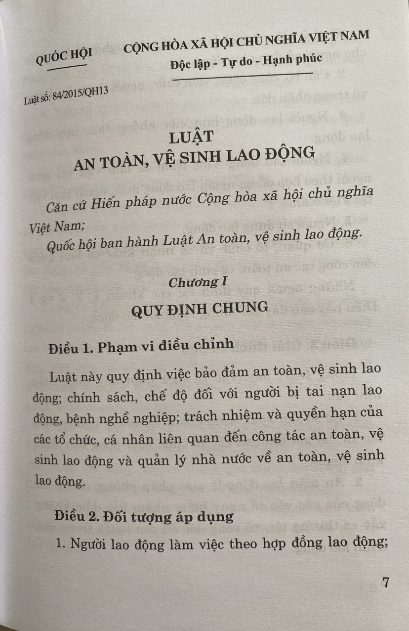 Luật  An Toàn, Vệ Sinh Lao Động ( hiện hành ) 