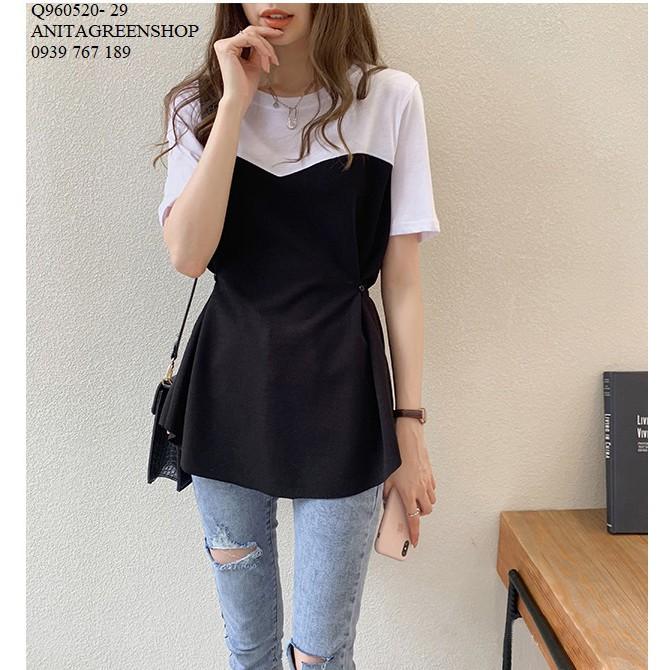 Q960520 ÁO KIỂU NỮ PHỐI MÀU