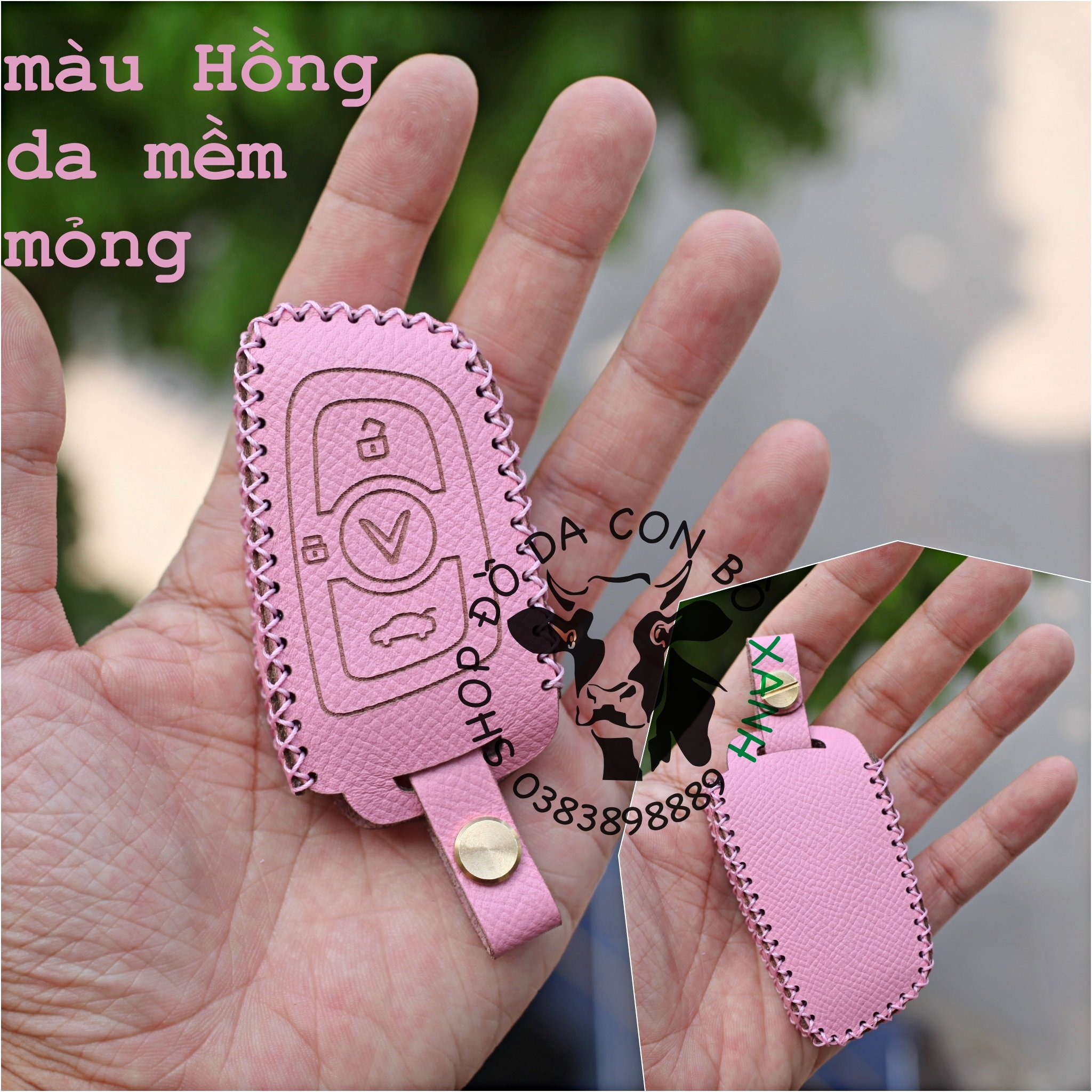 Bao da dành cho chìa khoá Vinfast Lux A2.0, SA2.0, Turbo handmade da thật 002