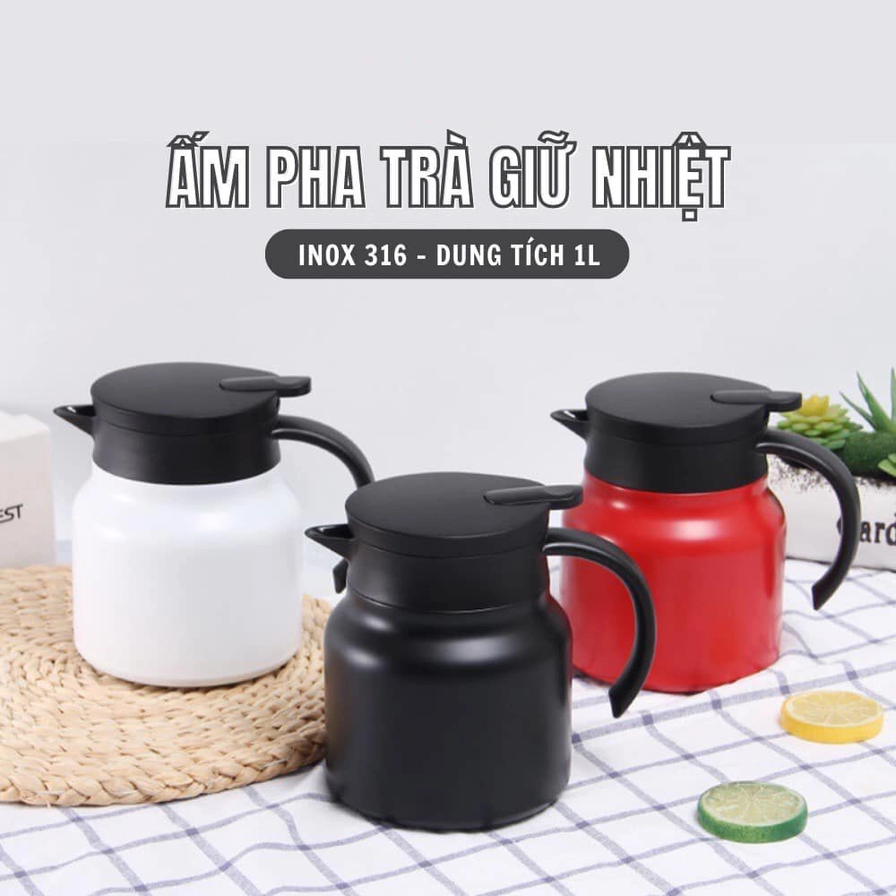 Ấm Pha Trà Giữ Nhiệt 1000ml Inox 316 Cao Cấp Kèm Lõi Lọc Trà