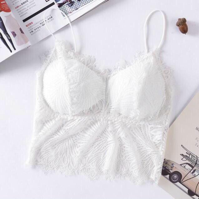 Áo ren 2 dây sợi bún hoạ tiết hình lá dáng crotop sexy Bra nữ có đệm mút giúp tôn vòng 1 cao cấp