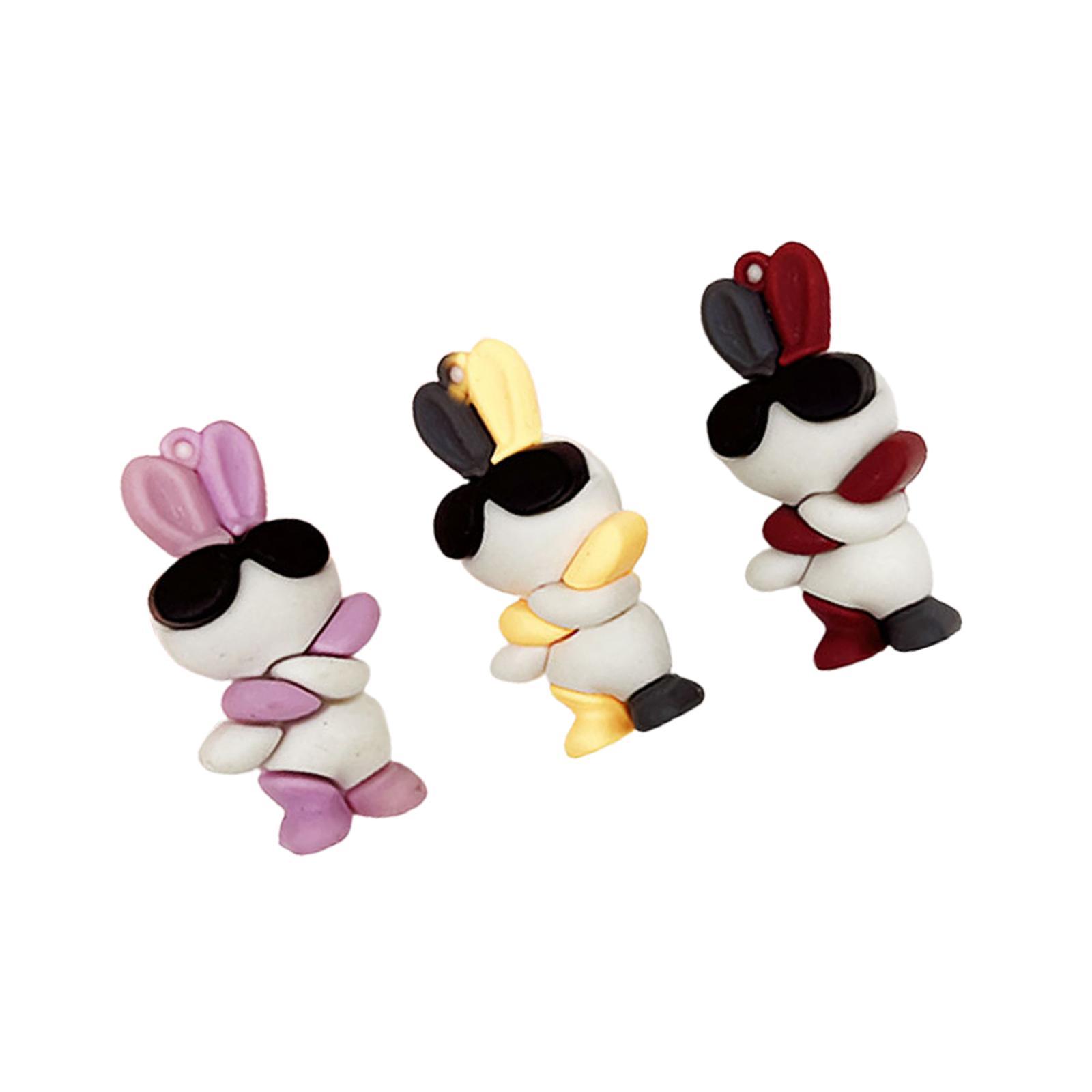 3x Rabbit Doll Key Chain Pendant Kids Adults Gifts Wear Glasses Rabbit Keychain for Purse