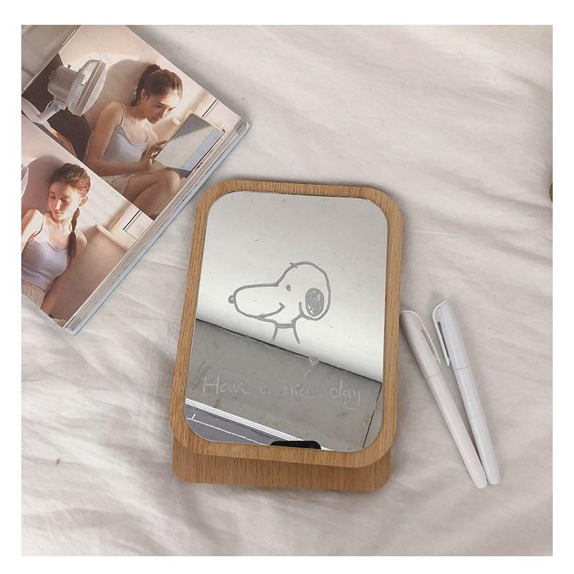 Gương Gỗ Decor Để Bàn Phong Cách Hàn Quốc Dễ Thương