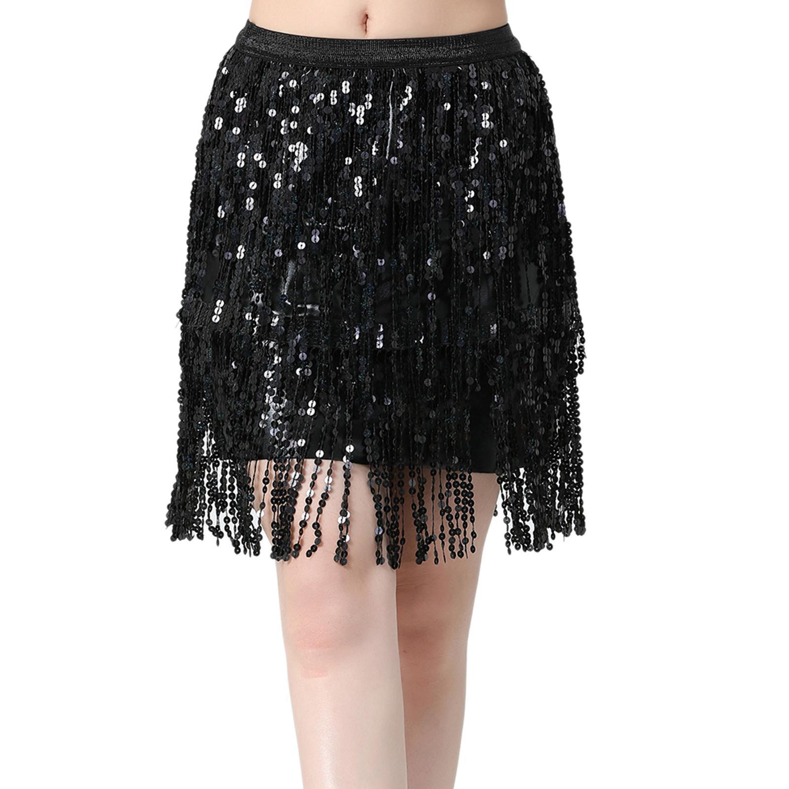 Sequin Tassel Skirt Boho Fashion Sequins Fringe Skirt for Party Rave Women