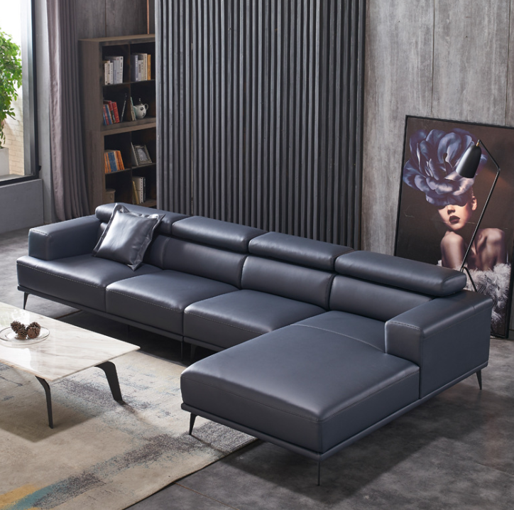 Sofa da góc L đầu bật cao cấp Juno Sofa HDCT-14