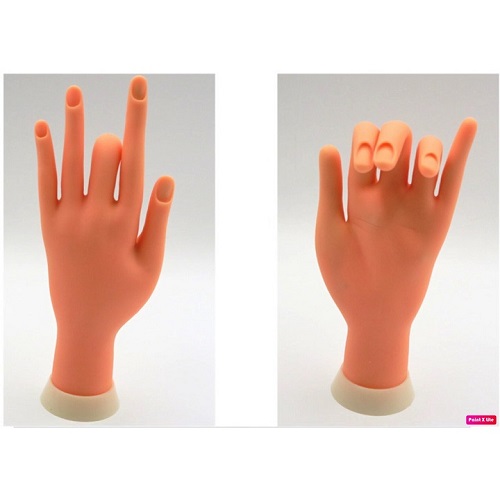 Bàn tay giả silicone tập làm nail - loại khớp dẻo linh hoạt