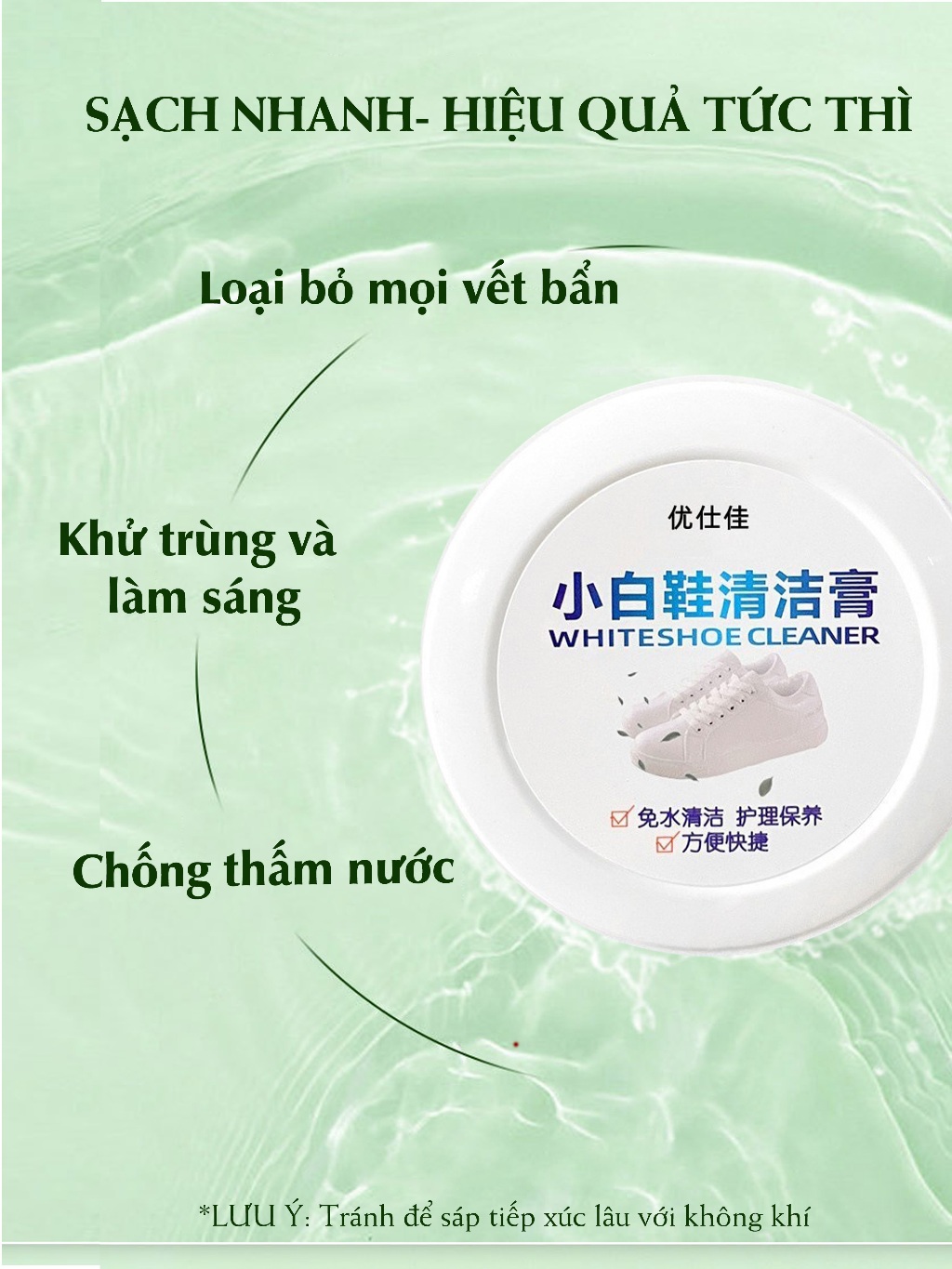 Sáp Vệ Sinh Giày Siêu Sạch 260g Kèm Mút Lau Giày Đánh Bóng Đồ Da Đa Năng Giúp Giày Sạch Sẽ Sau 30 Giây