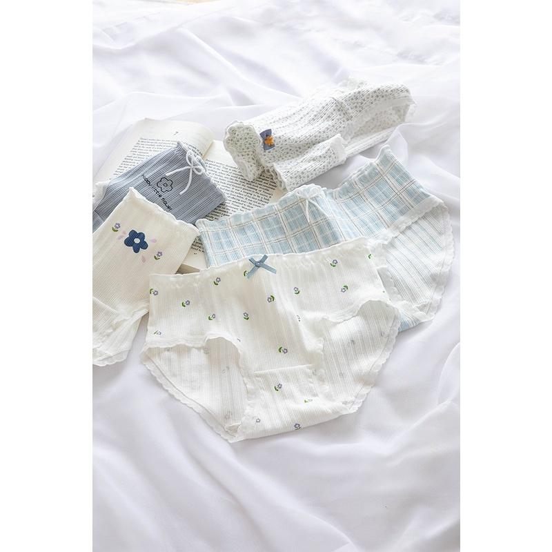 Quần Lót Nữ Cotton Hoa Phối Ren Ngang Eo . Hàng Loại Đẹp.