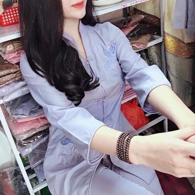 Đồ Lam Đi Chùa # Cổ Tàu Không Viền # Đồ Bộ Nữ # Quần Áo Nữ