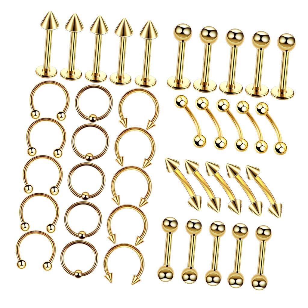 40 Pieces Nose Lip  Eyebrow  Navel Belly  Piercings  6mm