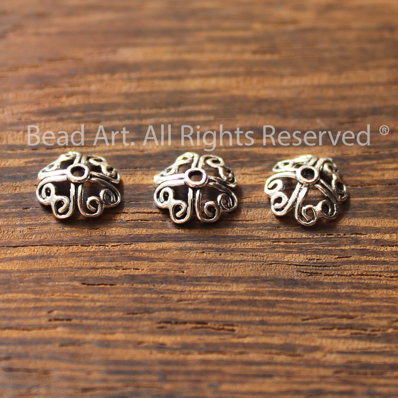 Charm Ốp Hình Hoa Trái Tim Bạc 925, Charm Phối Vòng Tay Phong Thuỷ, Chuỗi Hạt, Phong Cách Bạc Thái - Bead Art