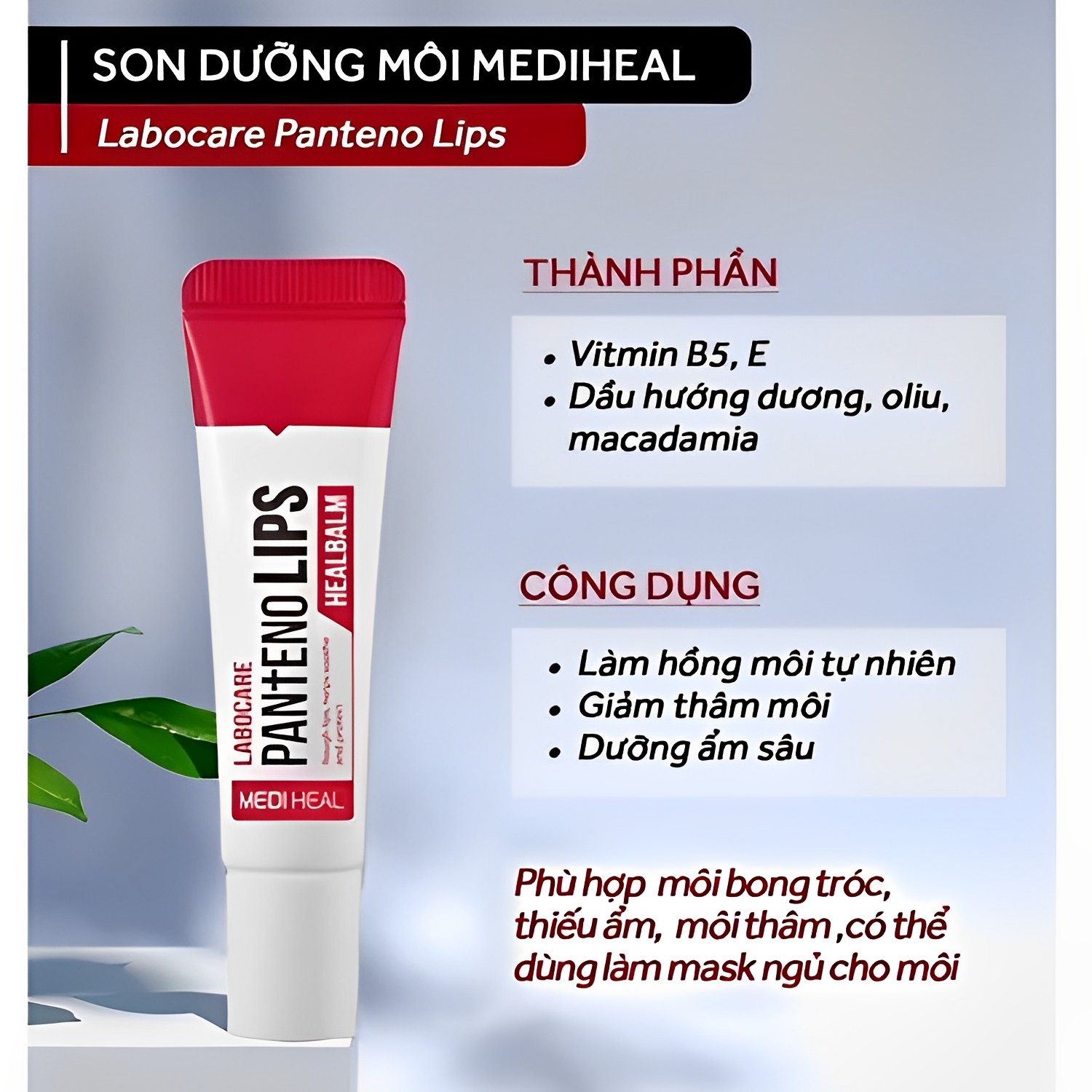 Son Dưỡng Môi Mediheal Labocare Pantenolips Healbalm Ban Đêm (Đỏ) 10ml