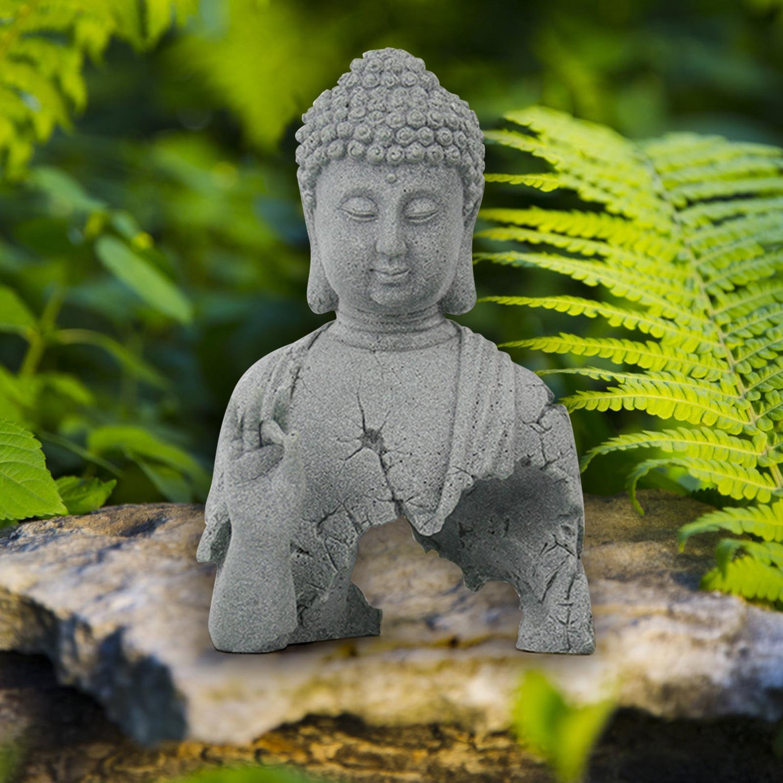 Antique Buddha Statue Decorative Figurine Zen Meditation Hand Carved Showpiece for Landscaping Tea Room Tabletop Yard Meditation Decoration