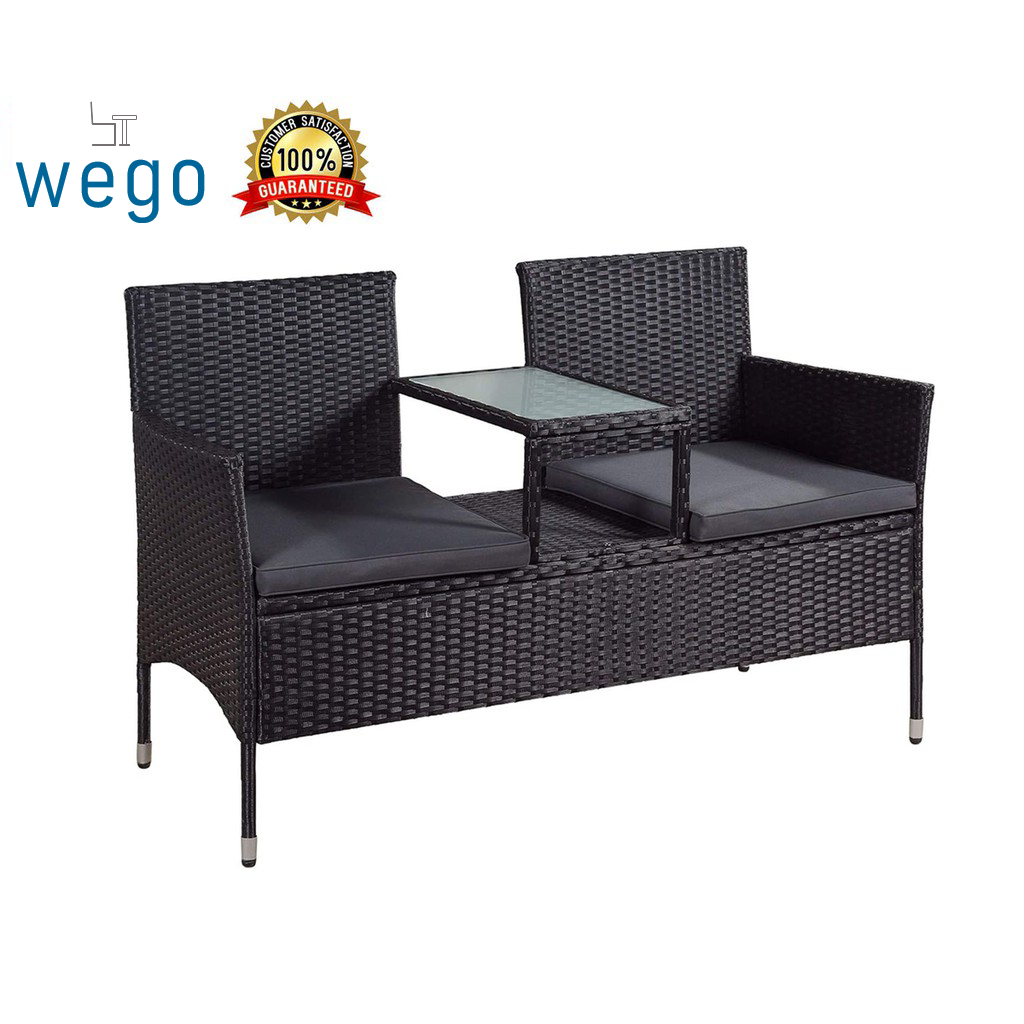 WEGO Bộ sofa ngoài trời bằng mây nhựa/ Bàn ghế sân vườn – GHẾ 2 NGƯỜI NGỒI