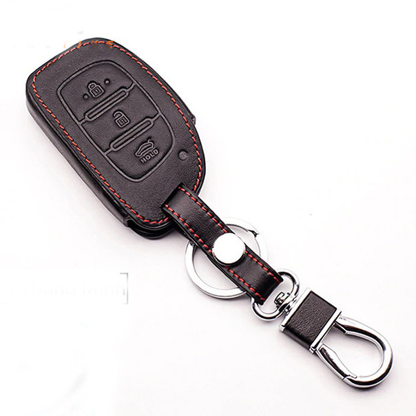 Hình ảnh Bao da chìa khóa xe Hyundai Tucson, Elantra, I10 bản chìa thông minh - kèm móc khóa