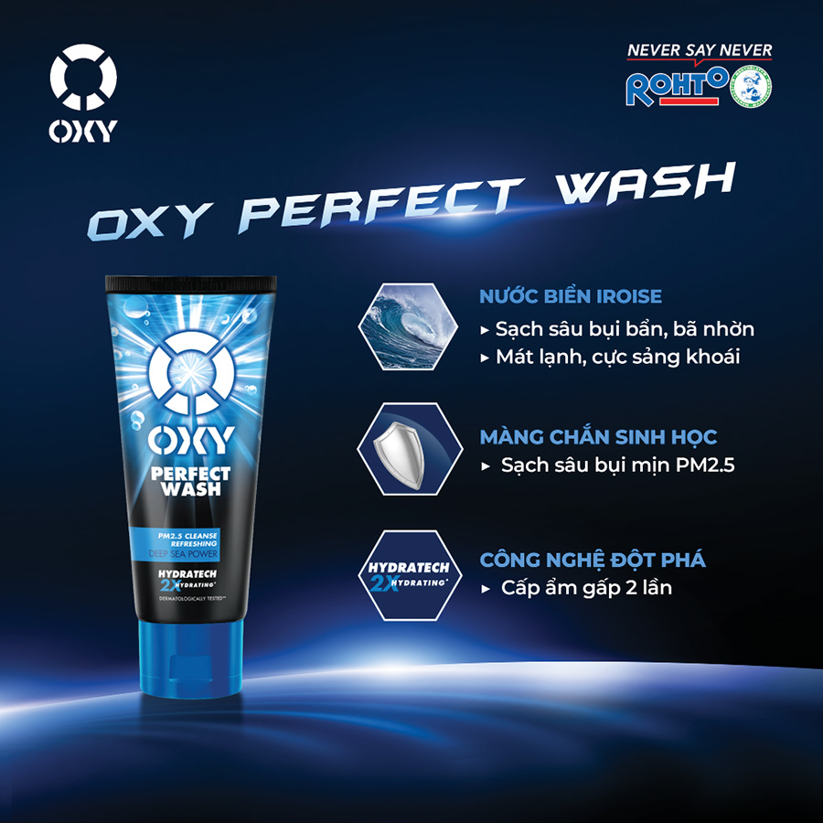 Kem Rửa Mặt Sạch Nhờn Mát Lạnh Oxy Perfect Wash