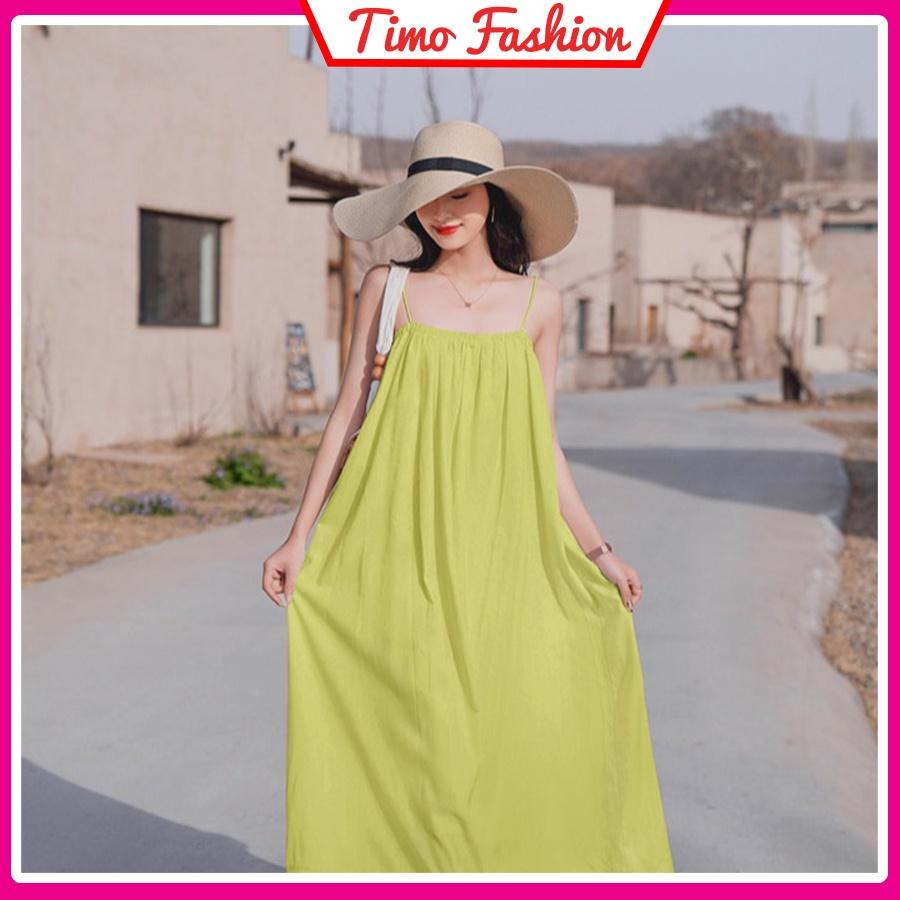 Maxi đi biển, váy đi biển 2 dây dáng dài mặc ở nhà, đi chơi siêu xinh chất vải mát, chun ngực co giãn thoải mái VAY004