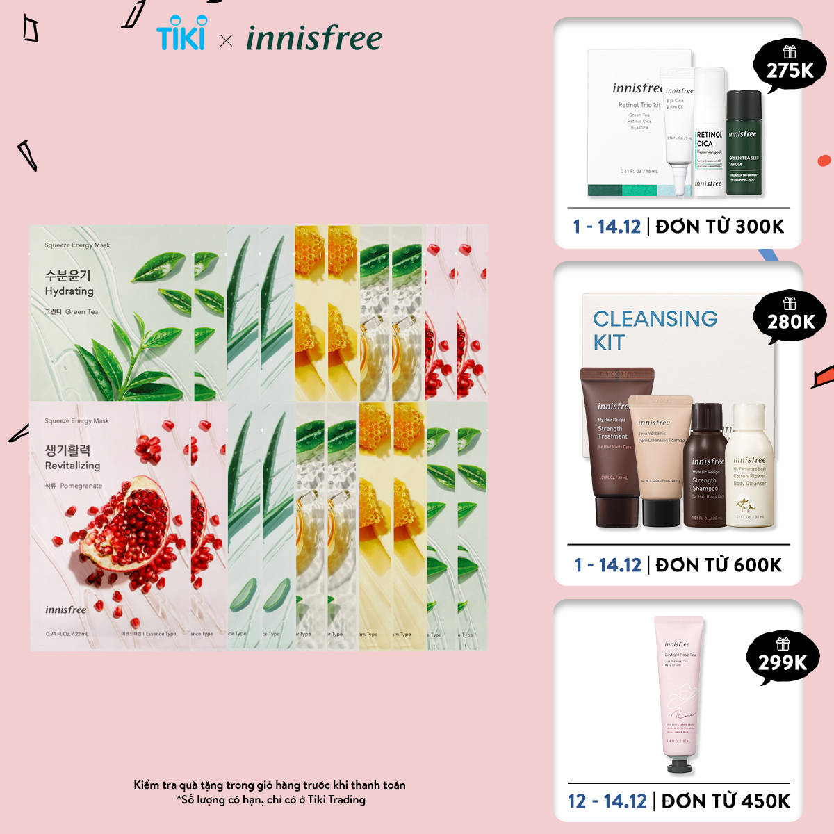 Combo 10+10 Mặt Nạ Giấy Dưỡng Ẩm Phục Hồi Da Innisfree Squeeze Energy Mask (Giao ngẫu nhiên)