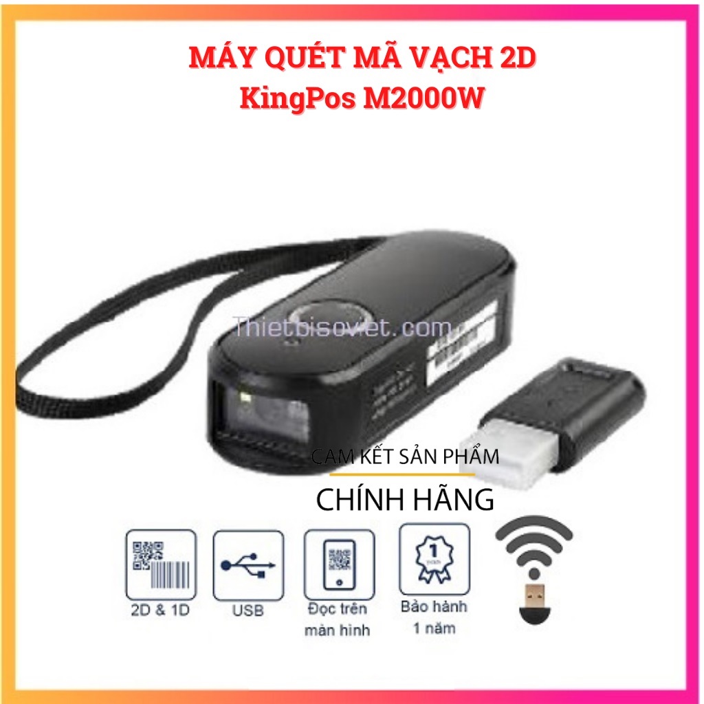 Máy quét mã vạch 2D mini KingPos M2000W (Hàng Chính Hãng)