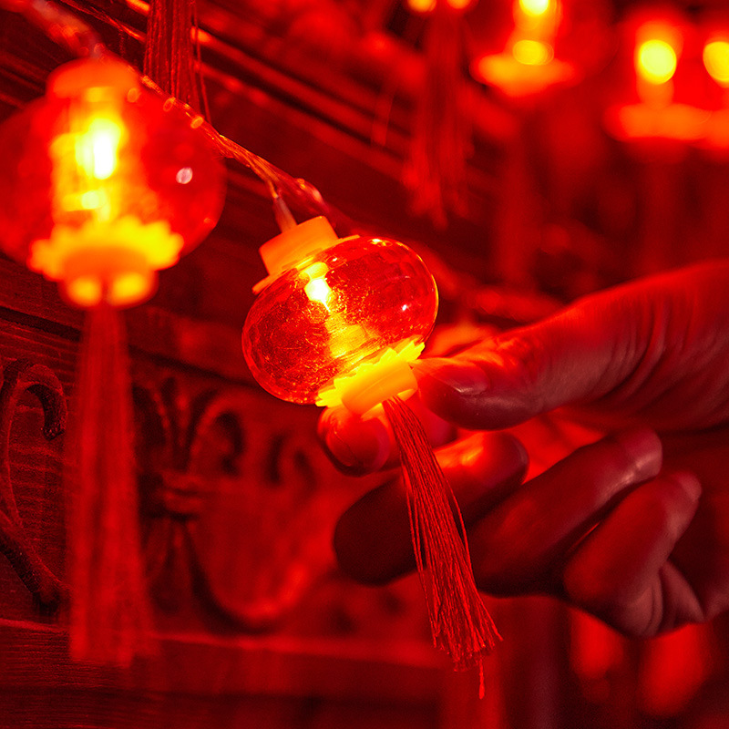 Đèn trang trí năng lượng mặt trời dây đèn lồng đỏ, tiết kiệm điện, bóng siêu sáng, chống thấm nước - DA3191