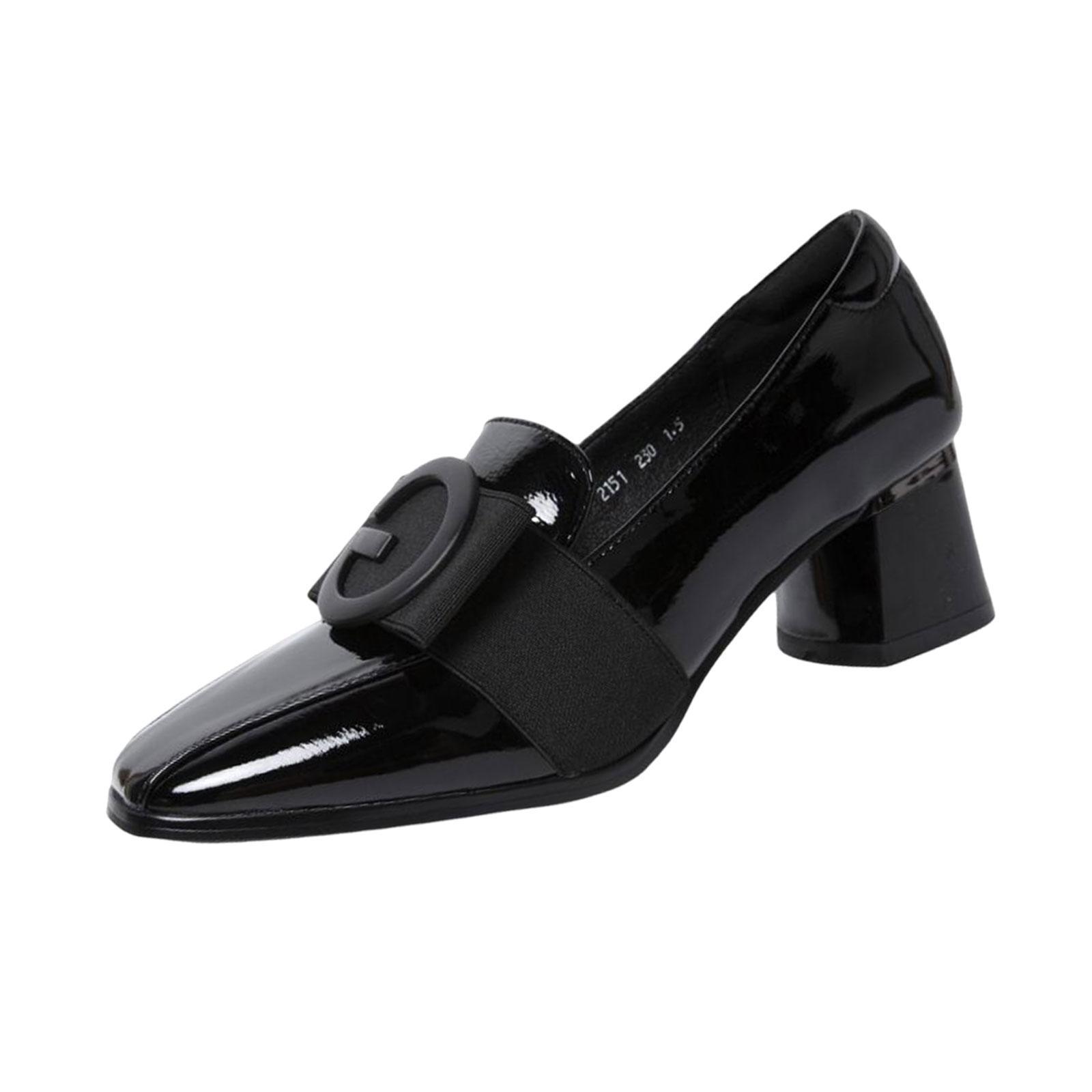 Women's Low Chunky Heel Shoes Fashion Square Toe for Leisure Wedding Party 35