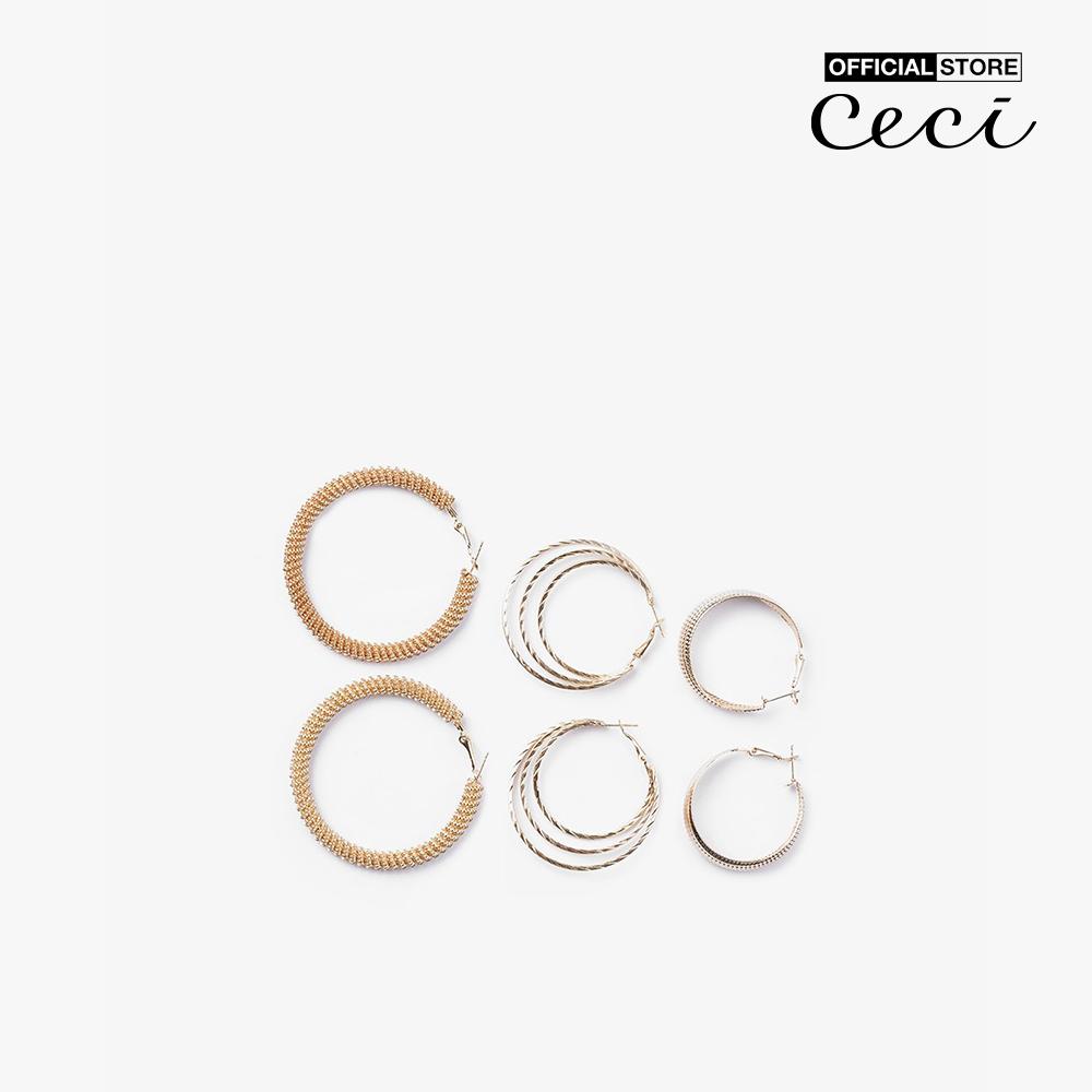CECI - Set 3 cặp khuyên tai nữ kim loại khoen tròn sang trọng CC1-05000054