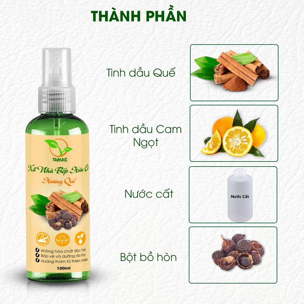 Xịt bếp đa năng TAMAS Bồ hòn hương quế chai 100ml/300ml