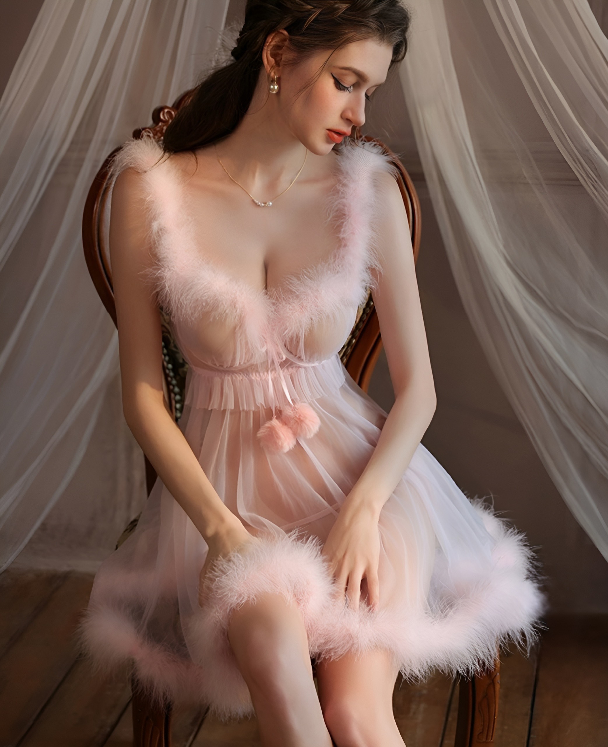 Váy Ngủ Ren Ấm Áp Gợi Cảm - B,Lingerie