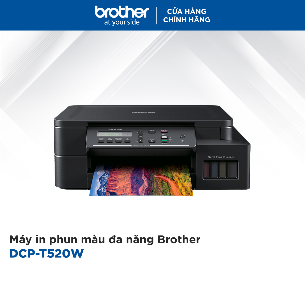 [HÀNG CHÍNH HÃNG] Combo Máy in phun màu đa năng Brother DCP-T520W và Bộ mực in phun Brother (BT-D60BK + BT5000C/M/Y)