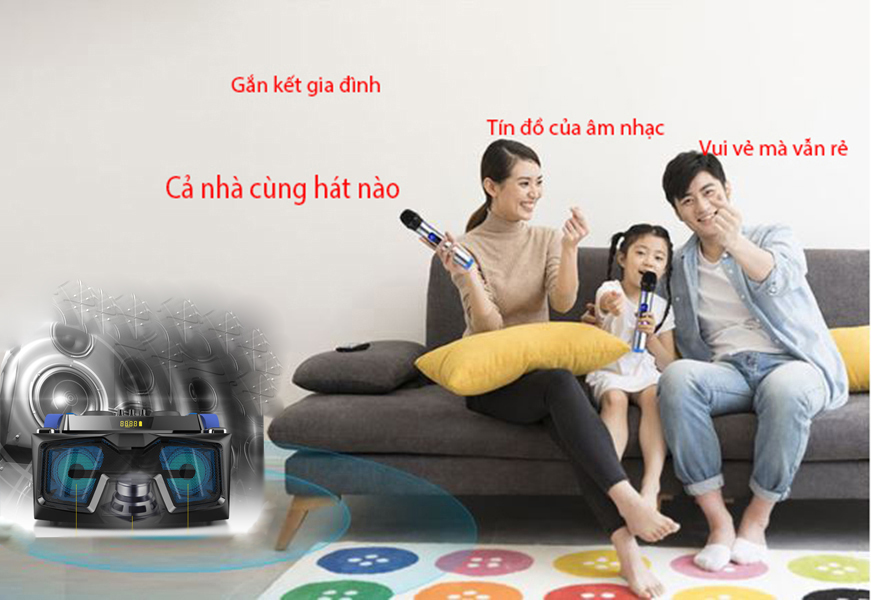 Bộ loa hát karaoke gồm 2 micro UHF dùng cho tivi smart và điện thoại A22  KM88 ( Hàng nhập khẩu )