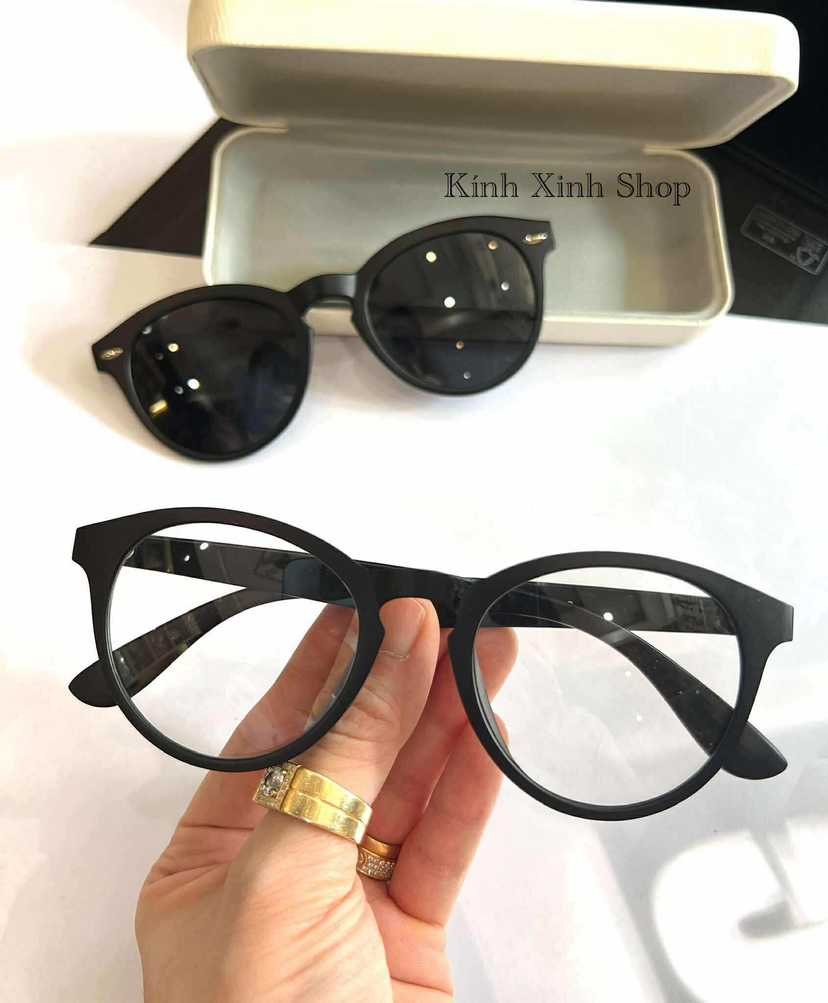 Kính Râm Cận, Gọng Kính Cận Mắt Tròn 2 Lớp Đa Năng Đi Ngày Và Đêm