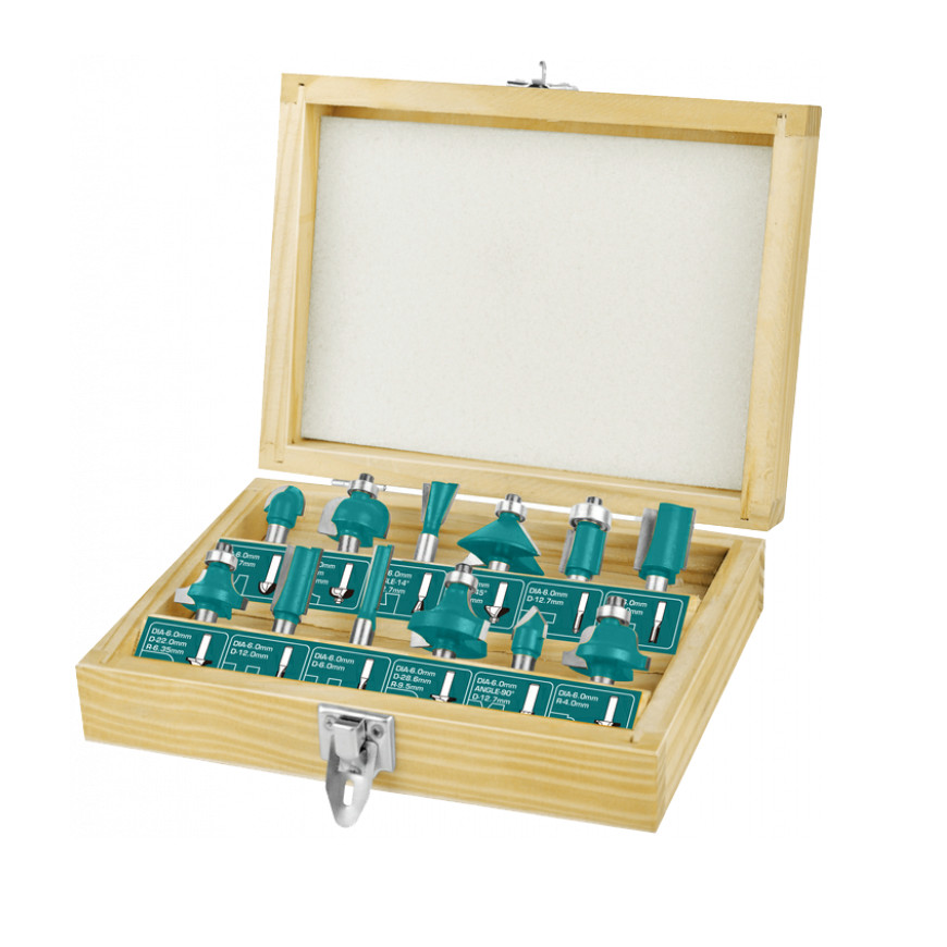 Bộ 12 mũi phay gỗ 1/4" Total TACSR0104121