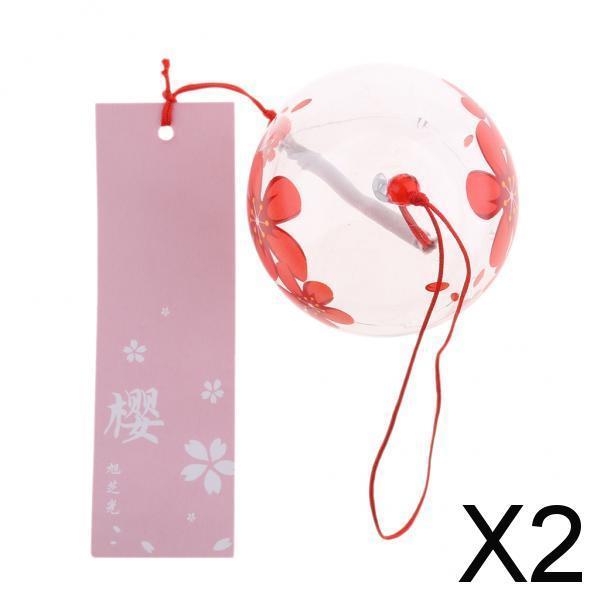2X Glass Windchimes Japanese Style Hanging Blessing Bells Home
