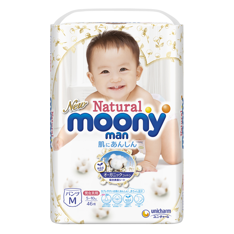 Tã Quần Moony Natural Bông Organic M46 (46 Miếng)