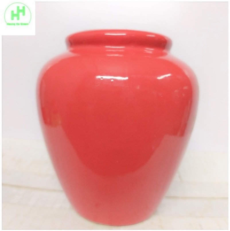 1 Chum, Lu, Bình gốm sứ trồng cây, trồng thủy sinh, đựng đồ uống, dung tích 1L - Màu đỏ