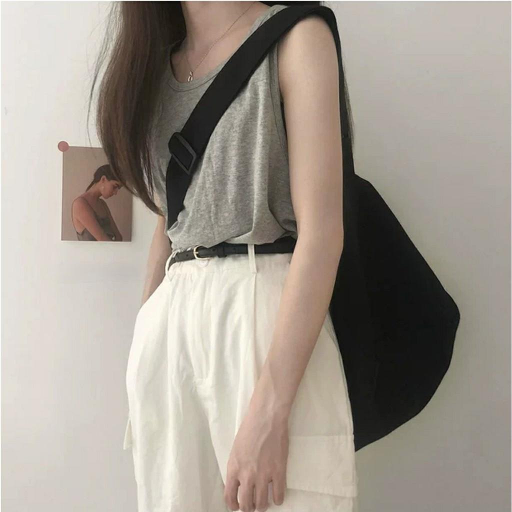 Túi Đeo Chéo CANVAS Basic Unisex (Đen/Be)