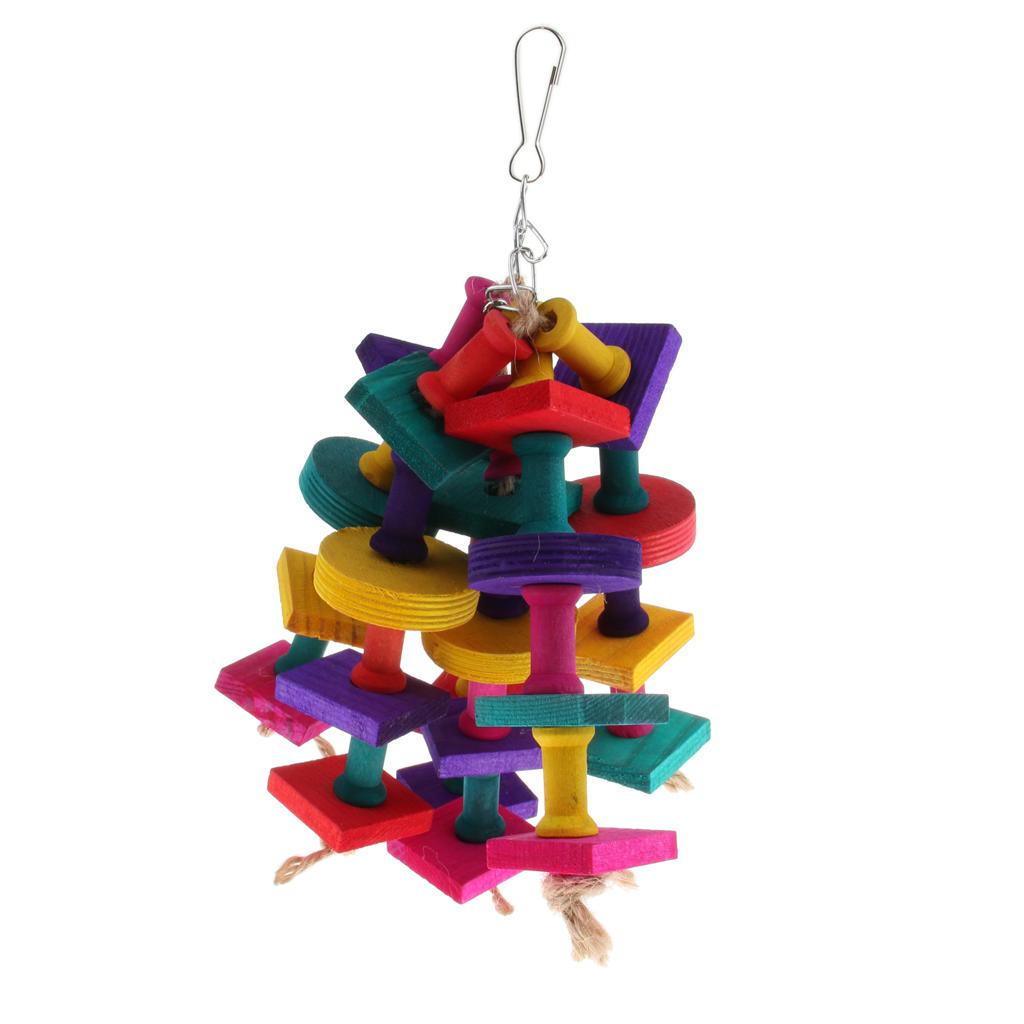 Pet Cage Hanging Toy Natural Wooden Chew Toy for Bird Parrot Hamster Rabbit