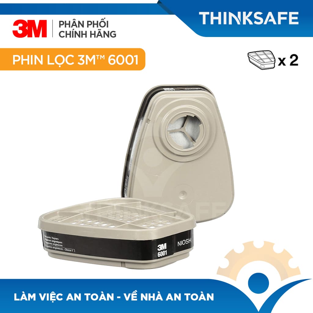 Mặt nạ chống độc 3M chính hãng Thinksafe, chống hoá chất, phòng độc, phòng dịch, sơn xịt, bụi mịn, dung môi - 7502/6001