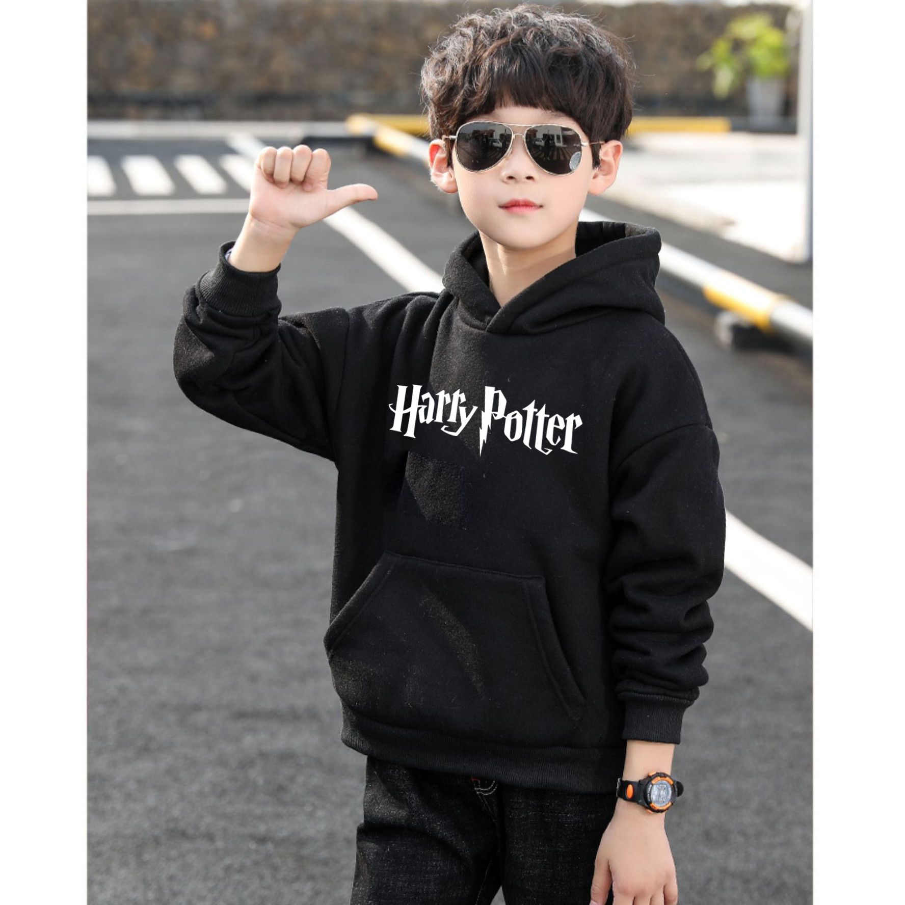 Áo Hoodie Trẻ Em WinBeen In Harry Potter Form Rộng Vải Nỉ Dầy Ấm Phong Cách Ulzzang