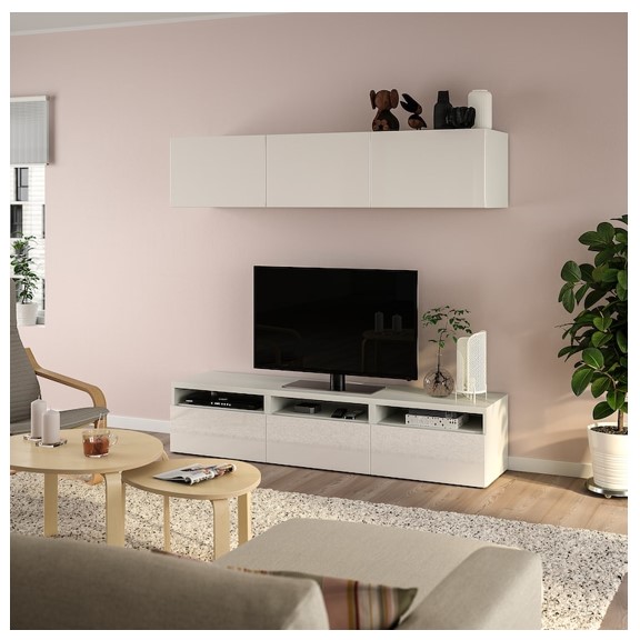 ATLANTA, Kệ TV kèm kệ tủ 3 gian treo tường STO_018, 180x42x185cm