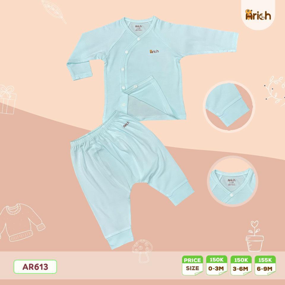 Dài tay cài lệch trơn 0-9M SỢI TRE Arich